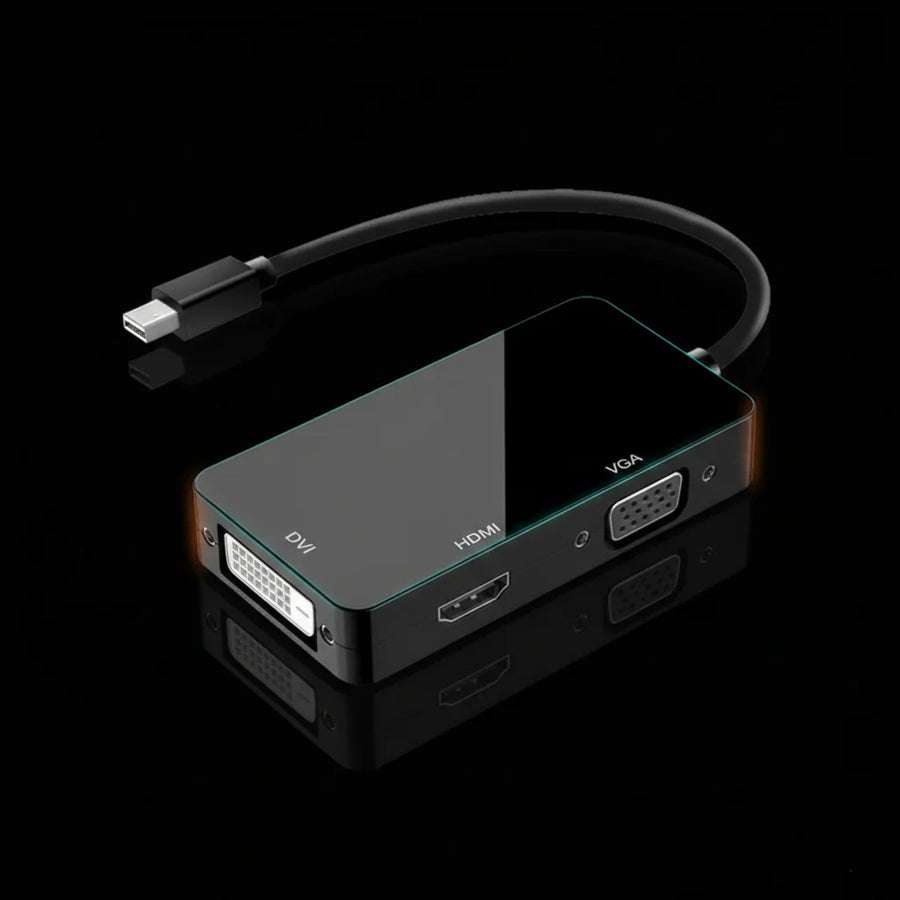محول Mini DisplayPort إلى VGA / HDMI / DVI – محول فيديو متعدد الواجهات لأجهزة الكمبيوتر واللابتوب