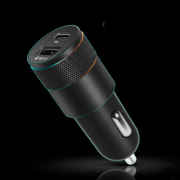 محول شحن سريع للسيارة بقوة 25 واط – شاحن USB للهواتف الذكية والأجهزة اللوحية