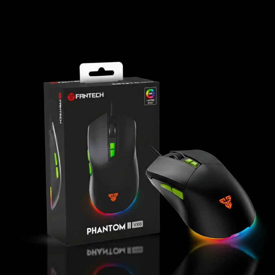 Fantech VX6 Wired Gaming Mouse – Black with RGB Lighting & Adjustable DPI
