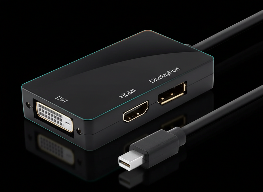 Mini DisplayPort to HDMI / DVI / VGA Adapter – 3-in-1 Video Converter