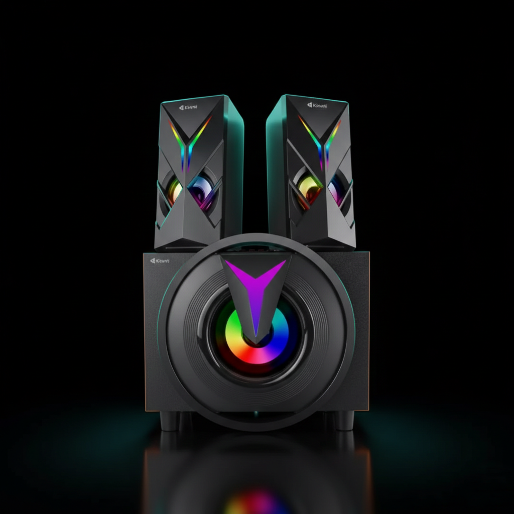 Kisonli TM-1000U 2.1 RGB Speakers – 16W Multimedia Speaker System with Subwoofer