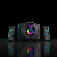 سماعات Kisonli TM-1000U نظام 2.1 بإضاءة RGB – قدرة 16 واط مع مضخم صوت (Subwoofer)