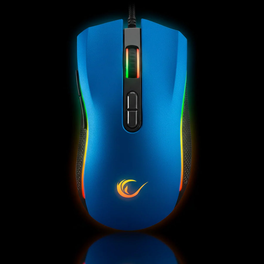 ماوس ألعاب Rampage SMX-R44 باللون الأزرق – دقة 6400 DPI مع إضاءة RGB