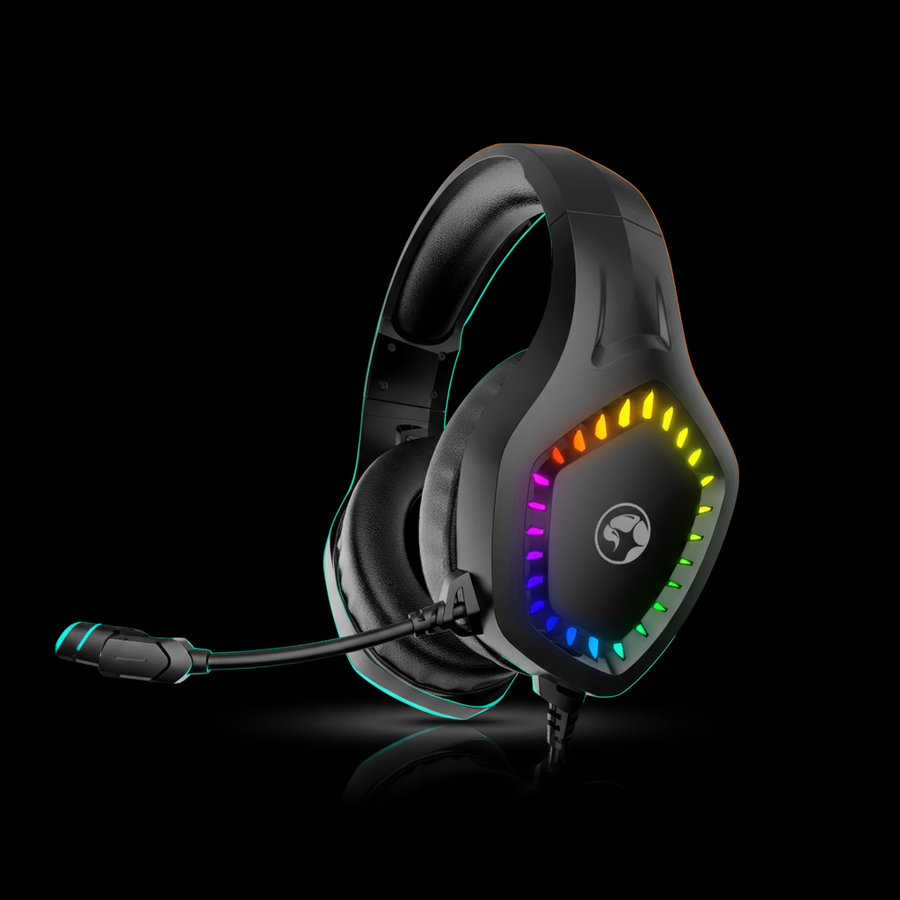 H8360 Tactic 20 Gaming Headphones – Over-Ear, Wired, RGB, Noise-Cancelling Mic, 3.5mm & USB