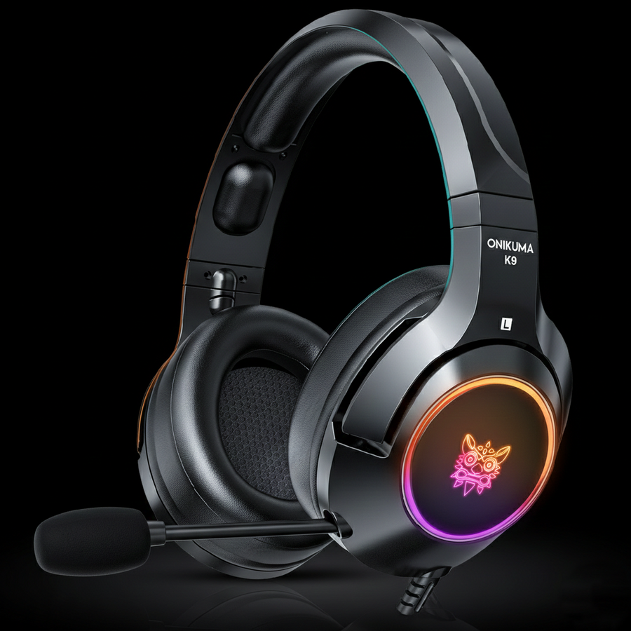 Onikuma K9 RGB Gaming Headphones – Over-Ear, Wired, Noise-Cancelling Mic, 3.5mm & USB