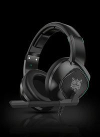 سماعة ألعاب Onikuma K19 – كبيرة الحجم Over-Ear، إضاءة RGB، سلكية، ميكروفون مع خاصية إلغاء الضوضاء، مدخل 3.5mm وUSB