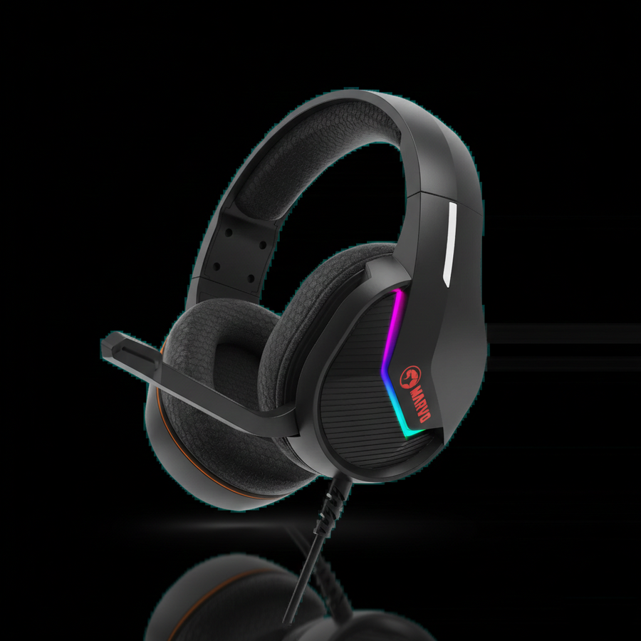 H8618 BK Tactic 40 Gaming Headphones – Over-Ear, RGB, Wired, 3.5mm & USB, Noise-Cancelling Mic