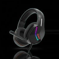 سماعة H8618 BK Tactic 40 للألعاب – كبيرة الحجم Over-Ear، إضاءة RGB، سلكية، مدخل 3.5mm وUSB، ميكروفون مع خاصية إلغاء الضوضاء