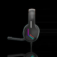 سماعة H8618 BK Tactic 40 للألعاب – كبيرة الحجم Over-Ear، إضاءة RGB، سلكية، مدخل 3.5mm وUSB، ميكروفون مع خاصية إلغاء الضوضاء
