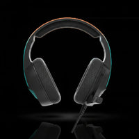 سماعة H8618 BK Tactic 40 للألعاب – كبيرة الحجم Over-Ear، إضاءة RGB، سلكية، مدخل 3.5mm وUSB، ميكروفون مع خاصية إلغاء الضوضاء