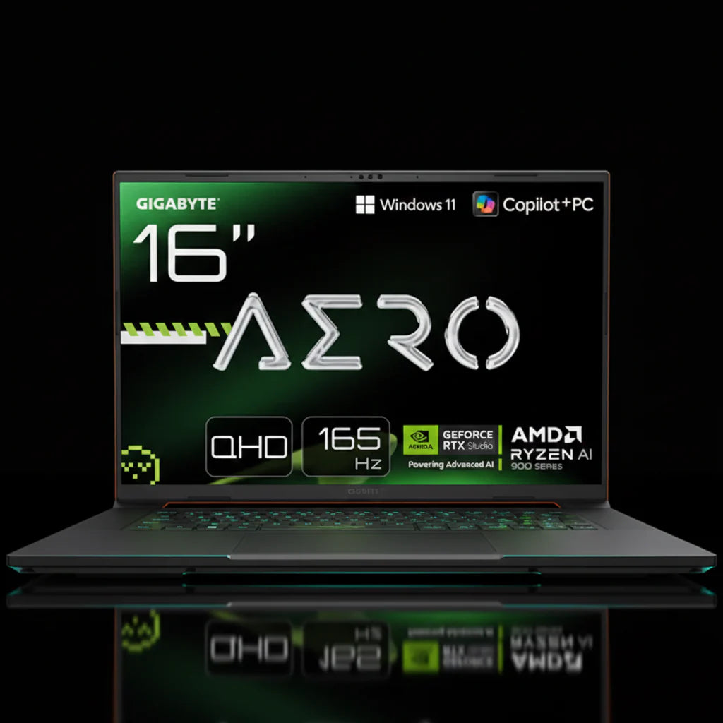 لابتوب GIGABYTE AERO X16 – معالج Ryzen 7 35، ذاكرة 32GB، تخزين 1TB SSD، بطاقة رسومات RTX 5070، شاشة 16 بوصة، مع ميزة Ryzen AI