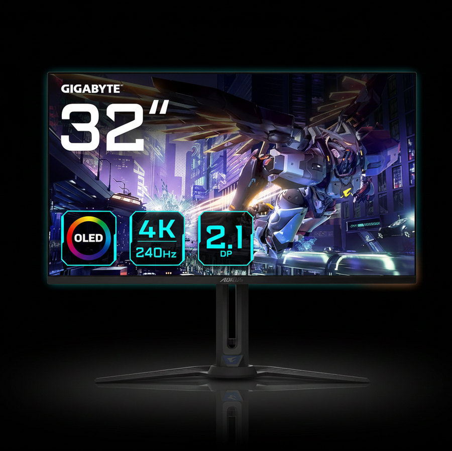 Gigabyte AORUS 32" 4K UHD QD-OLED Gaming Monitor – 240Hz, 0.03ms Response Time, HDMI 2.1