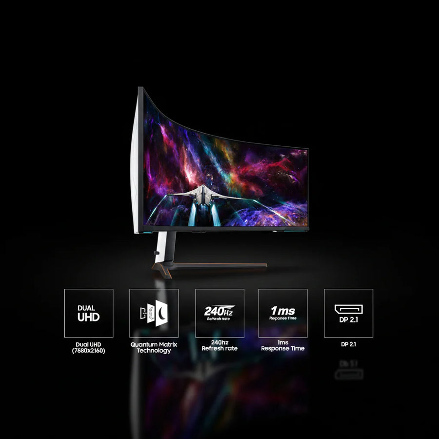 شاشة سامسونج Odyssey Neo G9 بمقاس 57 بوصة – دقة DUHD، تقنية Mini-LED، موديل S57CG952NM، معدل تحديث 240Hz، زمن استجابة 1ms، لوحة QLED