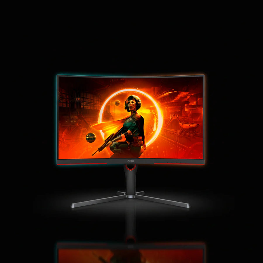 شاشة ألعاب من AOC بانحناء 1500R – مقاس 27 بوصة، معدل تحديث 240Hz، زمن استجابة 0.5ms، بدقة Full HD / QHD