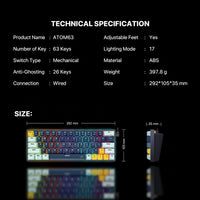 Fantech ATOM MK874 V2 63-Key Compact Gaming Keyboard – Sky Blue